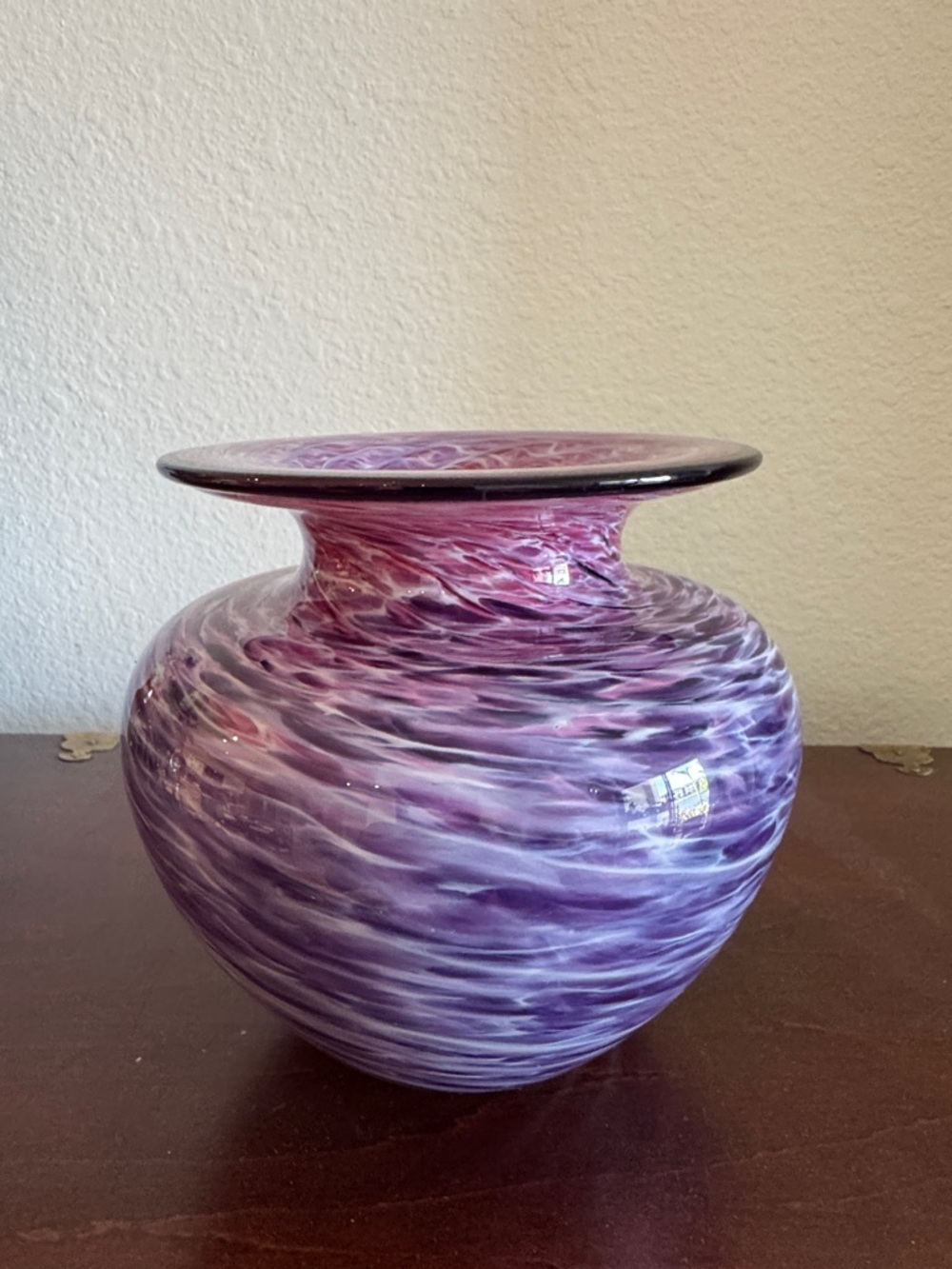 Handblown Purple Swirl Art Glass Vase